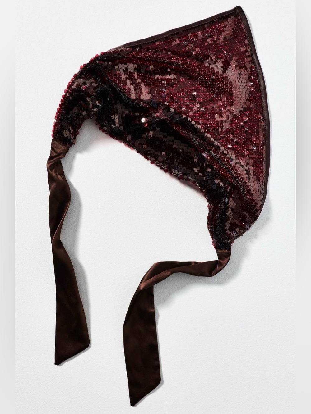 NWT Anthropologie Wine Colored Sequin Head Kerchief